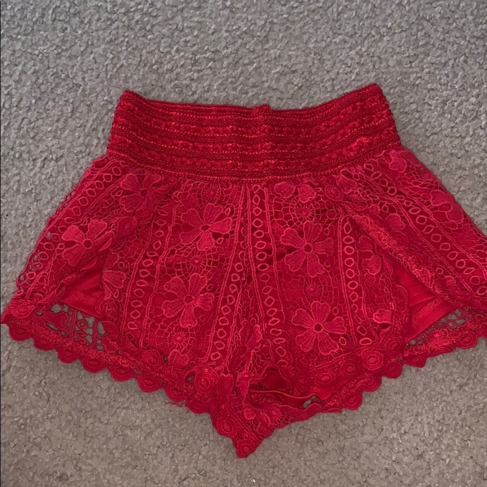 Flowy Red Wrap Shorts
